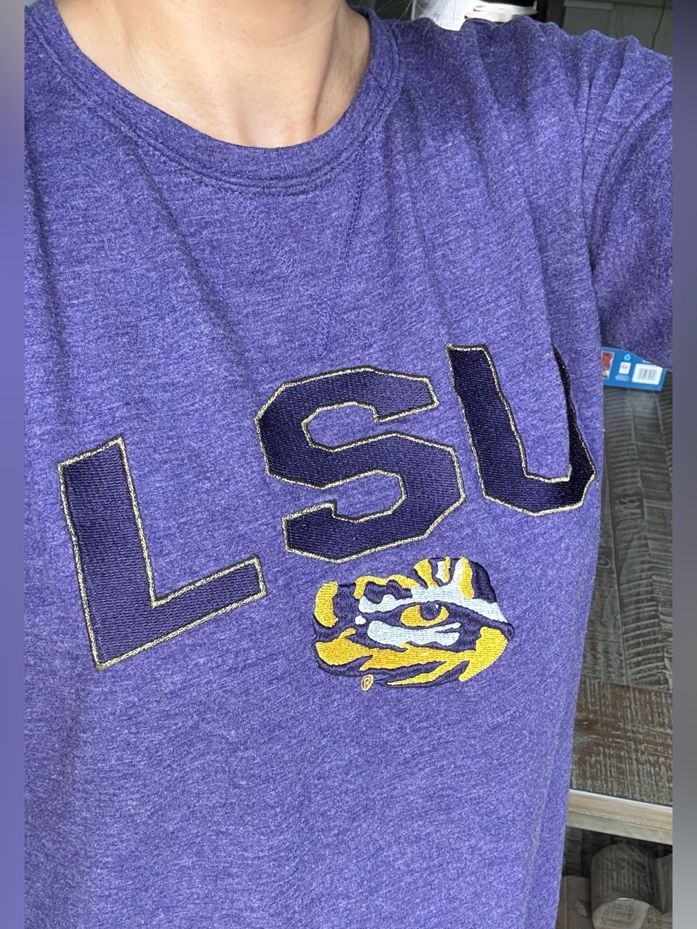 LSU Tigers Purple Crewneck Sweatshirt with Tiger Logo - Picture 3 of 7